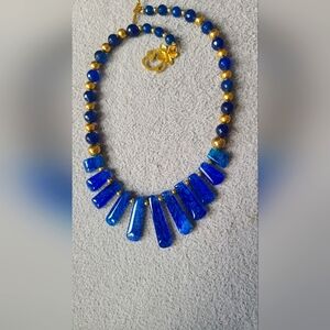 Beautiful Blue and Golden Necklace